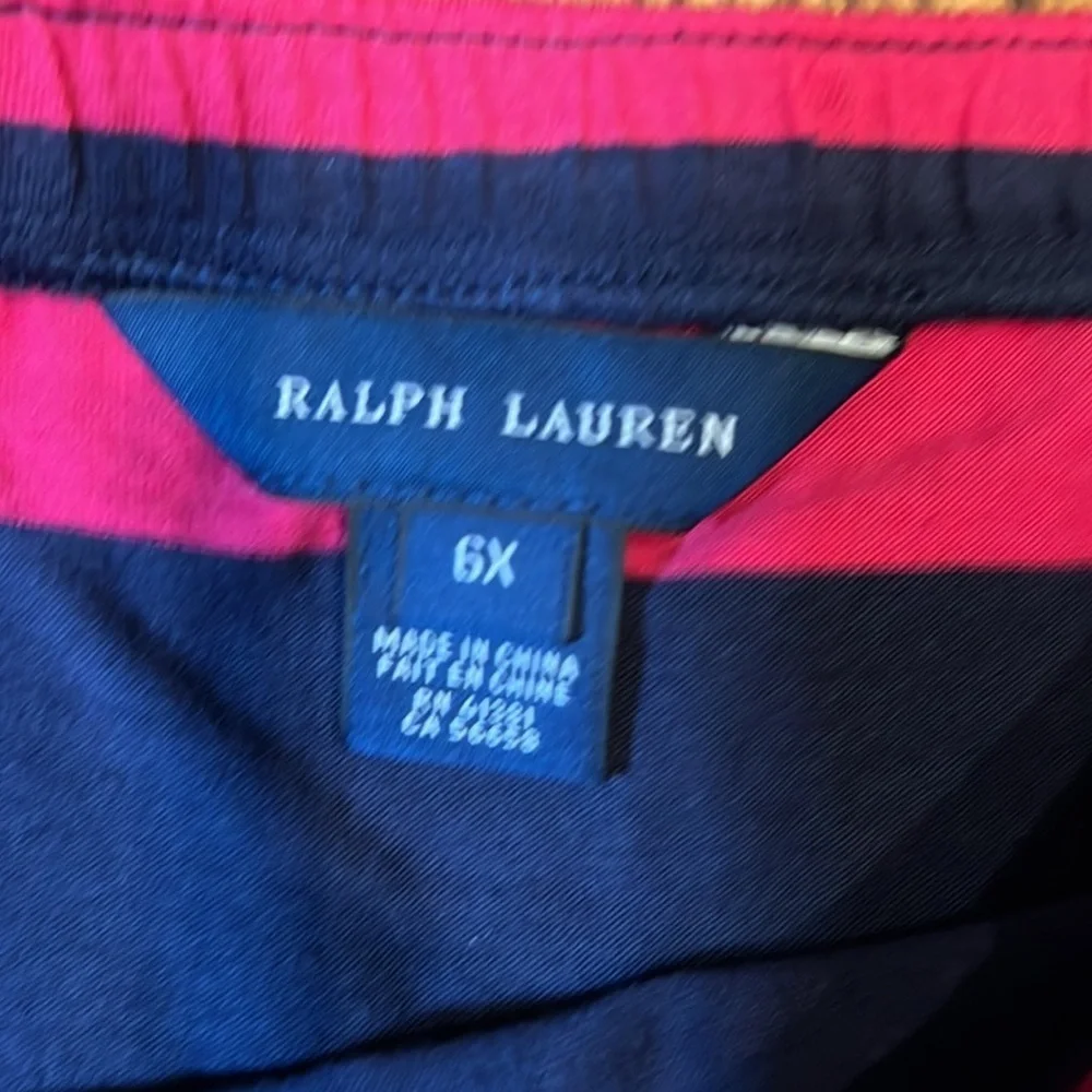 Ralph lauren pink and navy rugby striped skirt with ruffle size 6x NWOT